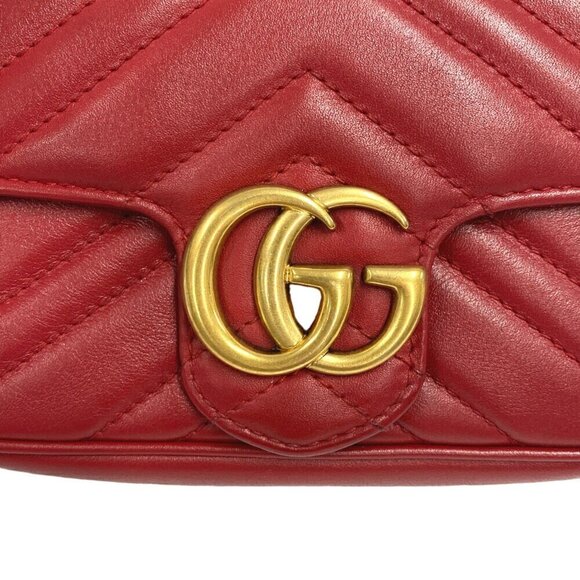 GUCCI Red GG Marmont Shoulder Bag - Picture 6 of 12